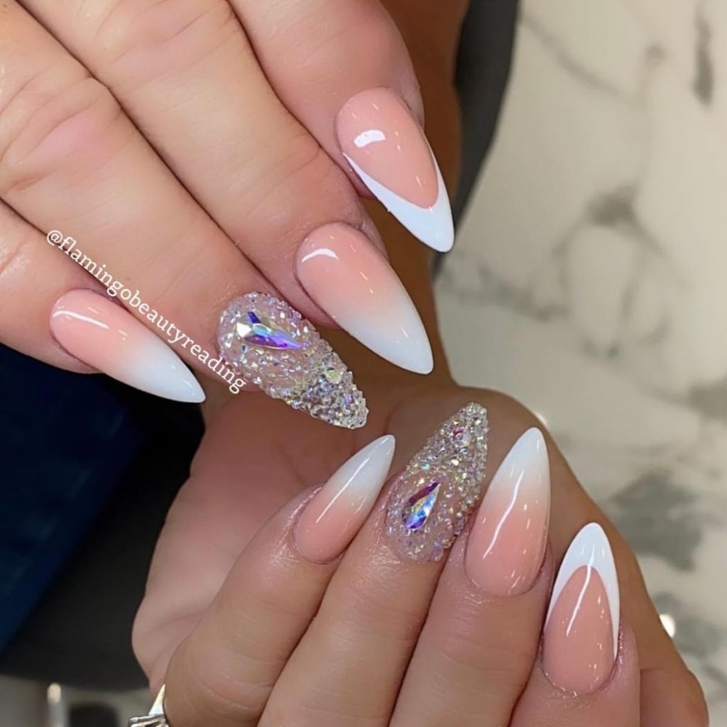 Ombre nails with crystal pixie