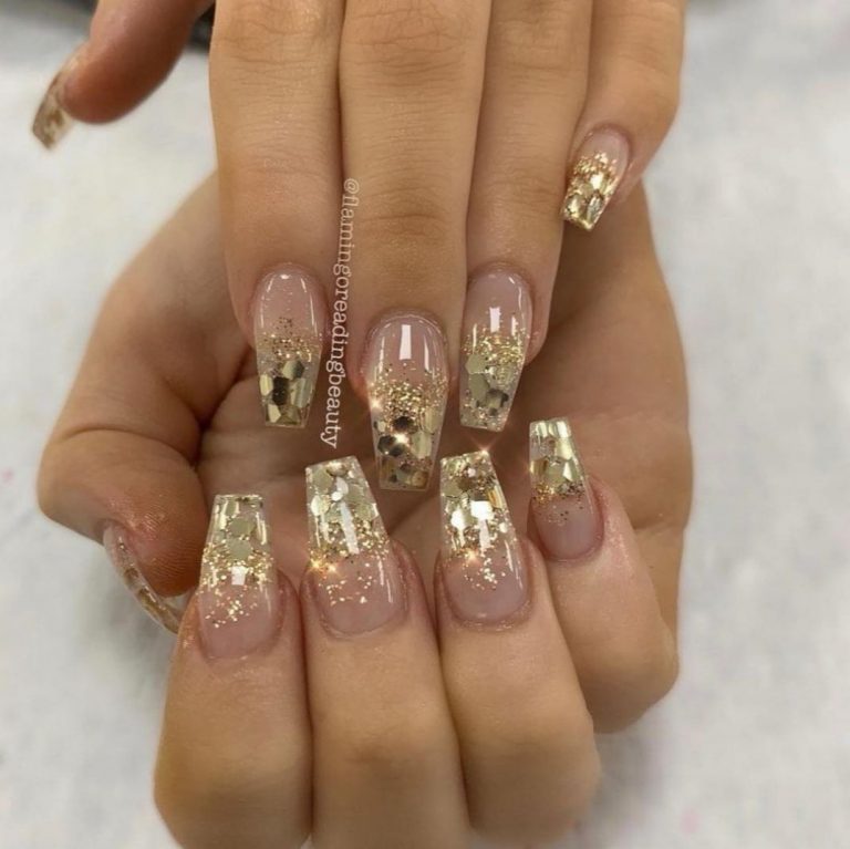 Reserved Gold Champagne ombré nails